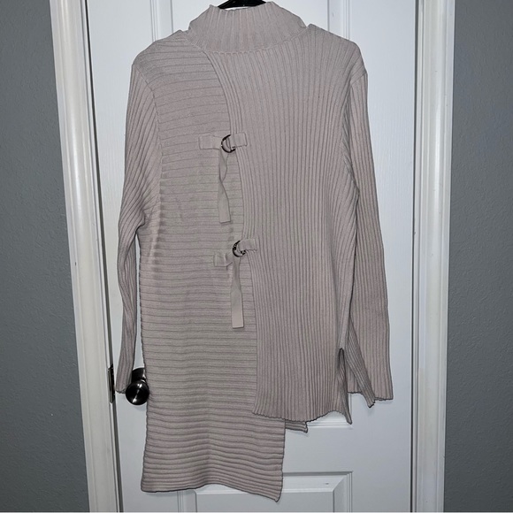 CAbi D Ring Pullover Ribbed Knit Ivory Sweater Women's Size XL - Picture 4 of 6